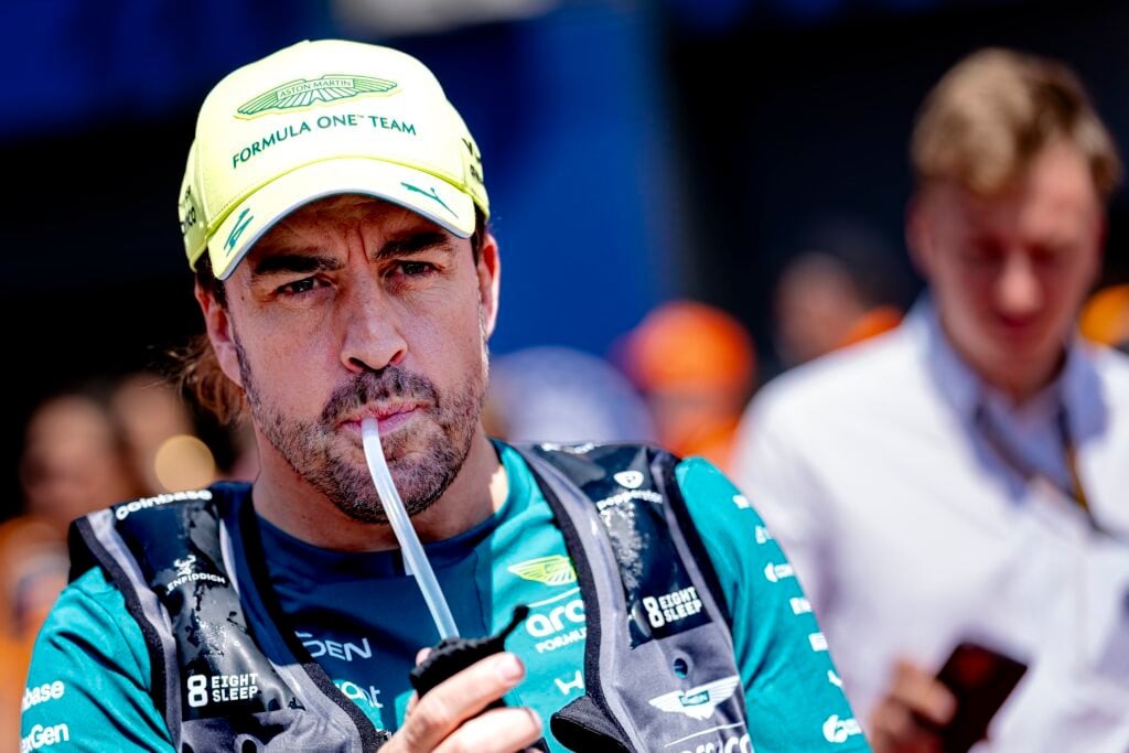 Fernando Alonso of Aston Martin at the Hungarian Grand Prix.