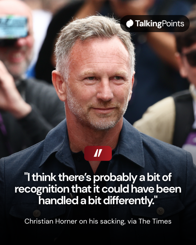 Christian Horner walks in the British Grand Prix paddock