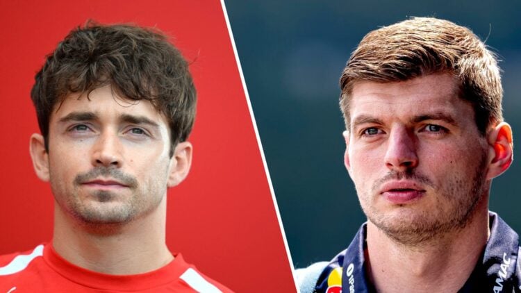Ferrari driver Charles Leclerc and Red Bull's Max Verstappen in the 2026 F1 Belgian Grand Prix paddock